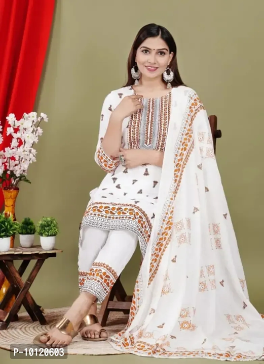 Rayon Kurta Pant and Dupatta set

Size: 
S
M
L
XL
2XL
3XL
4XL

 Color:  White

 Fabric:  Viscose Ray uploaded by business on 10/29/2023