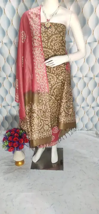 Khadi dupion batik print dress material  uploaded by business on 10/29/2023