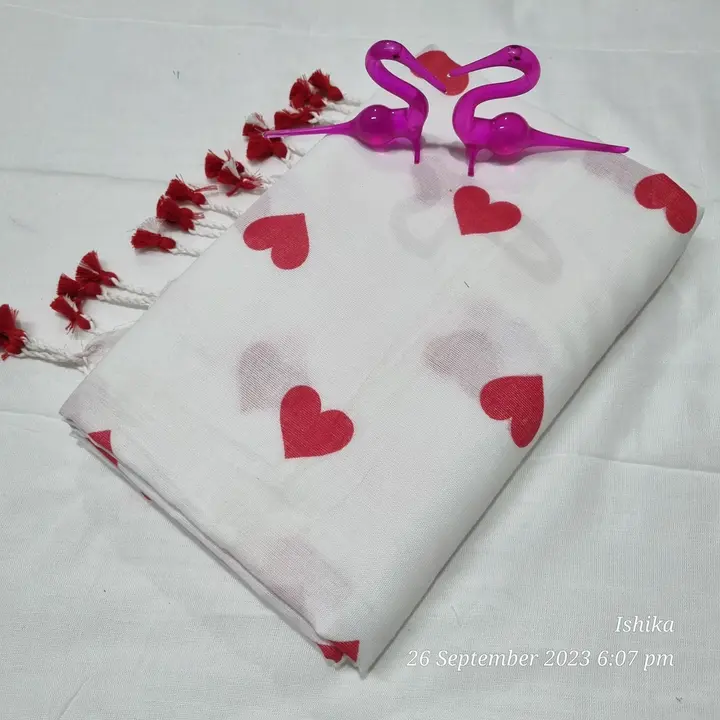 Love hand printed saree  uploaded by Santipur saree on 10/29/2023