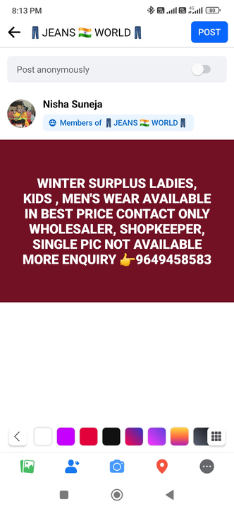 Post image WINTER SURPLUS LADIES, KIDS , MEN'S WEAR AVAILABLE IN BEST PRICE CONTACT ONLY WHOLESALER, SHOPKEEPER, SINGLE PIC NOT AVAILABLE MORE ENQUIRY 👉9649458583

For wholsale daily updates join my wp group 👇

https://chat.whatsapp.com/CSI0oNvXhxu4qC0WV5iNn7