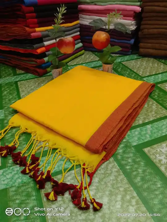 Khadi cotton plain saree with running blouse piece  uploaded by Santipur saree on 10/29/2023