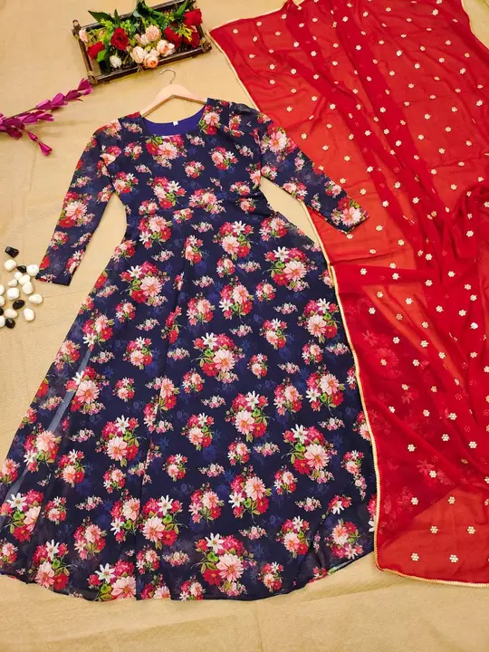 Design number 415

*Blue and Red Anarkali*

Just the way Florals And Summer are irreplaceable so is  uploaded by Villa outfit on 10/30/2023