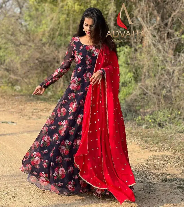 Design number 415

*Blue and Red Anarkali*

Just the way Florals And Summer are irreplaceable so is  uploaded by Villa outfit on 10/30/2023