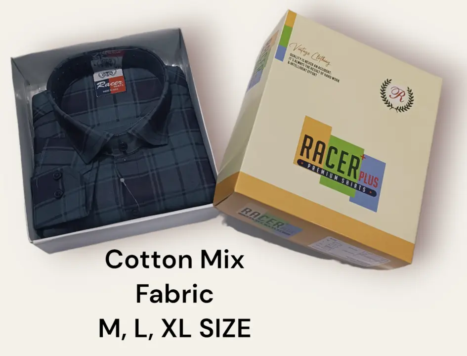 🏁🏁RACER PLUS🏁🏁(SUB BRAND OF 1KKA) EXCLUSIVE COTTON MIX CHECKERED BOX PACK SHIRTS FOR MEN uploaded by Kushal Jeans, Indore on 10/30/2023