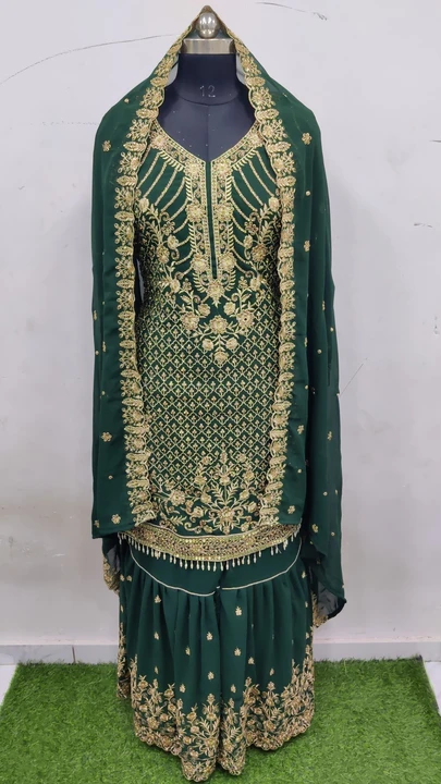 GEORGETTE FOX HEAVY WORK TOP WITH GHARARA uploaded by Humera fashion on 10/30/2023
