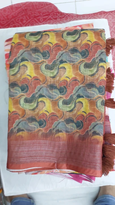 Linen digitally printed saree  uploaded by N K SAREES  on 10/31/2023