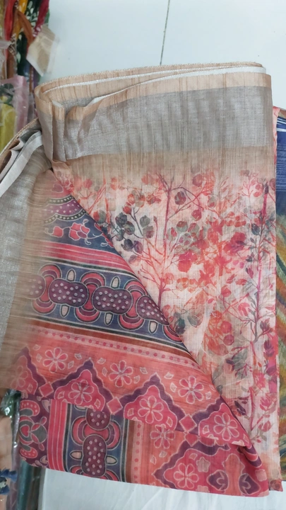 Linen digitally printed saree  uploaded by business on 10/31/2023