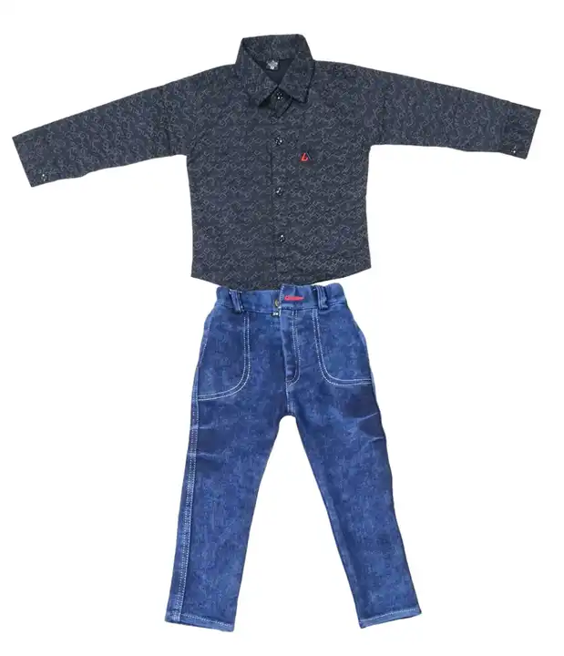 Kids boys cotton shirts and jeans pant set  uploaded by Abjal dresses on 10/31/2023