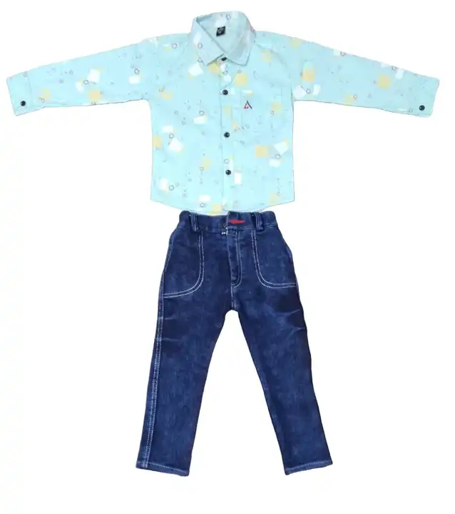 Kids boys cotton shirts and jeans pant set  uploaded by business on 10/31/2023