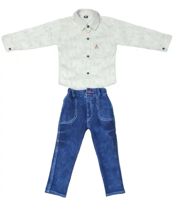 Kids boys cotton shirts and jeans pant set  uploaded by business on 10/31/2023