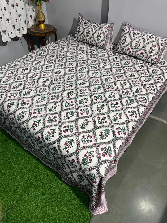 Hand block printed cotton double bed bedsheet (king size) || Order by whatsapp 8875877278|| uploaded by business on 10/31/2023