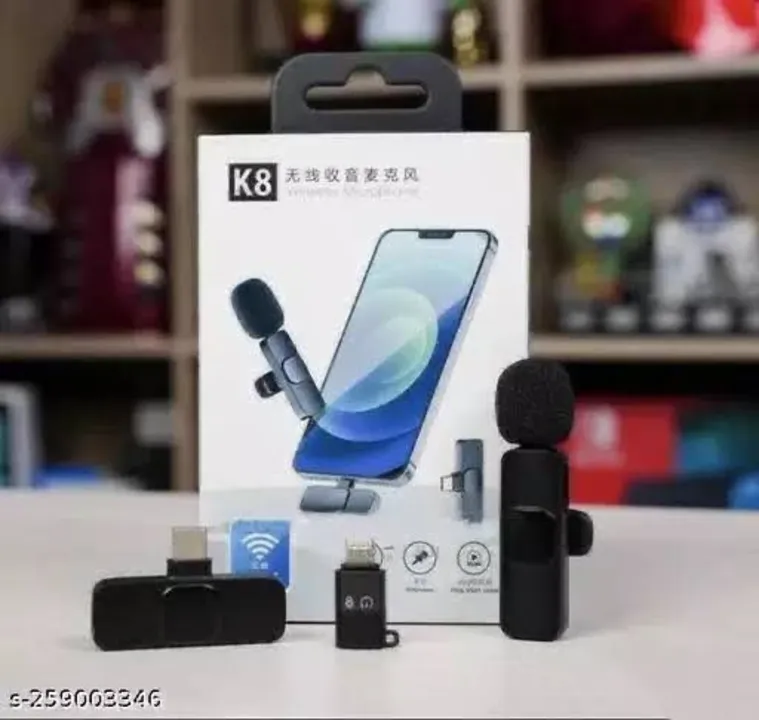 Post image K8 wireless Microphone 
Live show, interview,vlog short video
For iPhone For type -C
Plug and play
20 meters of accessible reception
Precise radio
Clear timbre
Highly sensitive
Widely compatible