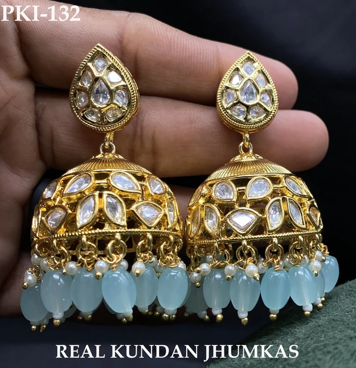 Real Kundan jhumkas uploaded by Sb designs on 10/31/2023