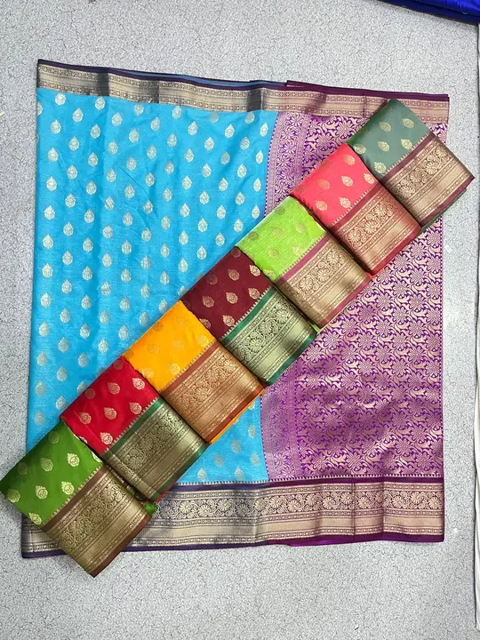 Satin Silk  with heavy Quality and Soft with Almond Zari Saree
Full Saree with Blouse
Colour - 8
Set uploaded by business on 10/31/2023