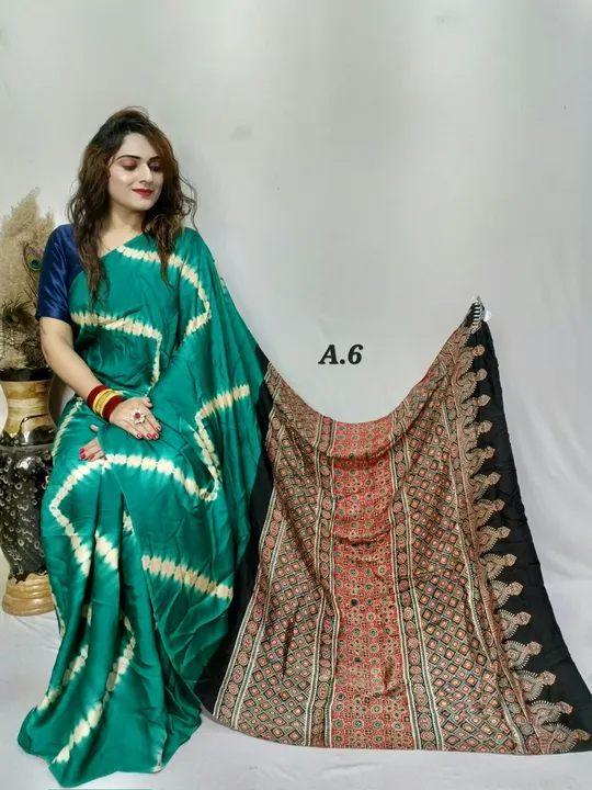 MODAL SILK AJRAKH NATURAL DYE WITH SHIBORI SAREE AVAILABLE uploaded by business on 11/1/2023