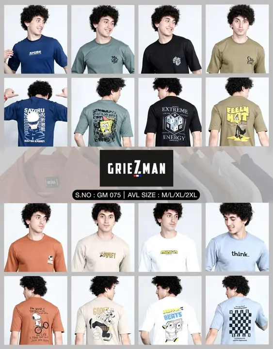 GRIEZ MAN Men's Down Shoulder T-shirt  uploaded by business on 11/1/2023