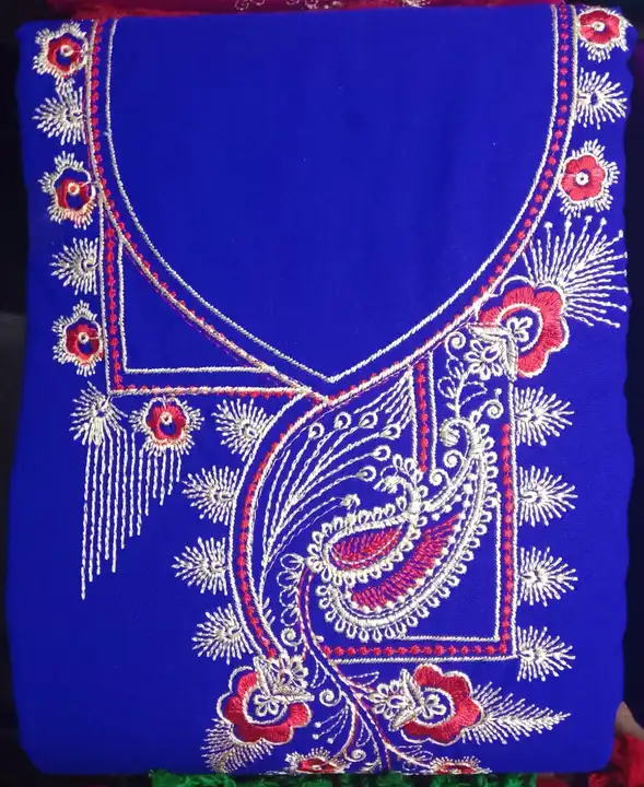 Woollen Embroidery Suit piece With Stole Cut Lagbhag 4, 75 l uploaded by I Sons Embroidery, on 11/1/2023