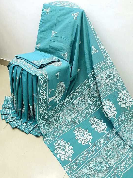 Bagru hand block print saree with blouse peice.  Contact us on whats app  uploaded by SJ Collections on 7/18/2020