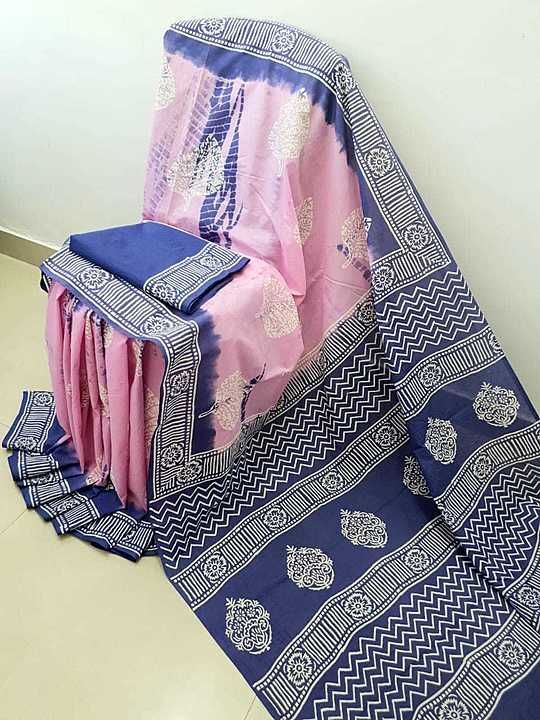 Bagru hand block print saree with blouse peice.  Contact us on whats app  uploaded by SJ Collections on 7/18/2020