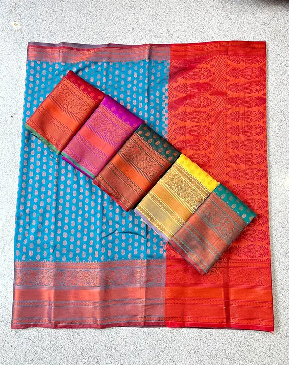 Satin Silk Big Border With Copper Zari
Full Saree with Blouse
Colour - 6
Set       - 6
 uploaded by business on 11/1/2023