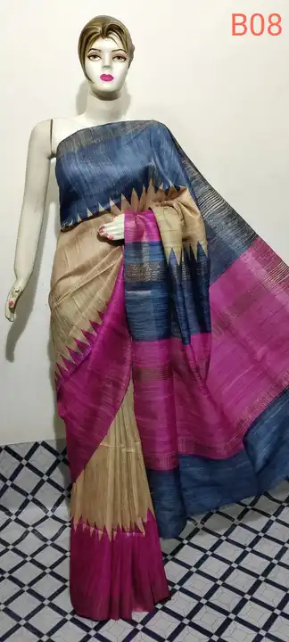 🌻 Pure Handloom Weave 

🌻Zari Border Tasar Ghiccha Block Print Silk Saree

🌻With Blouse - 1 mtr 
 uploaded by business on 11/1/2023