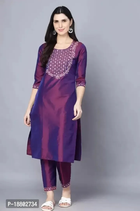 Post image Women Art Silk Kurta and Pant Set
Price :415/- MOQ - 10Pcs
Size: 
XS
S
M
L
XL
2XL
3XL
4XL

 Color: Purple

 Fabric: Art Silk

 Type: Kurta Bottom Set

 Style: Embroidered

 Design Type: A-Line

 Sleeve Length: 3/4 Sleeve

 Occasion: Casual

 Kurta Length: Calf Length

 Neck Style: Boat Neck

 Pack Of: Single

Within 6-8 business days However, to find out an actual date of delivery, please enter your pin code.

Kurtis Ethnic Set Is One Of The Most Popular Ethnic Wear Among Women. They Are Stylish, Comfortable, And Versatile Clothing Options. Depending On The Style And Type You Want, You Can Explore A Wide Variety Available Online And Choose As Per Your Preferences. You Can Opt For These Clothing Options For Different Occasions And Dress Elegantly. There Are Simple Style Options That Are Appropriate For Casual Wear And Detailed Options For Special Events.You Can Pair Them With Different Types Of Bottom Wear Such As Churidars, Leggings, Palazzos, Or Even With Jeans.