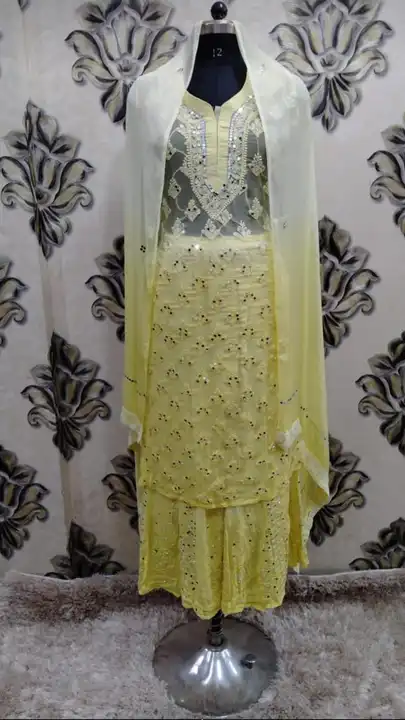 Ombre set Chikankari with mirror  uploaded by Shareef chikan handicraft on 11/3/2023