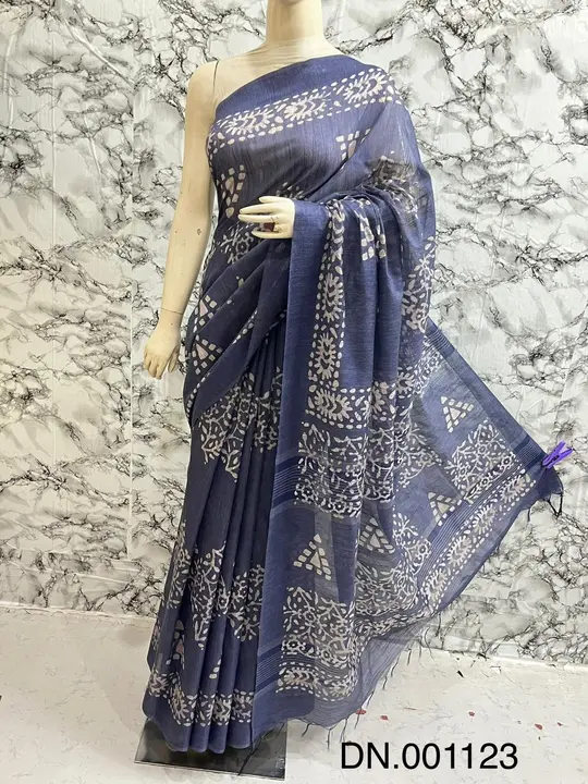 Cotton linen batik print saree  uploaded by business on 11/3/2023