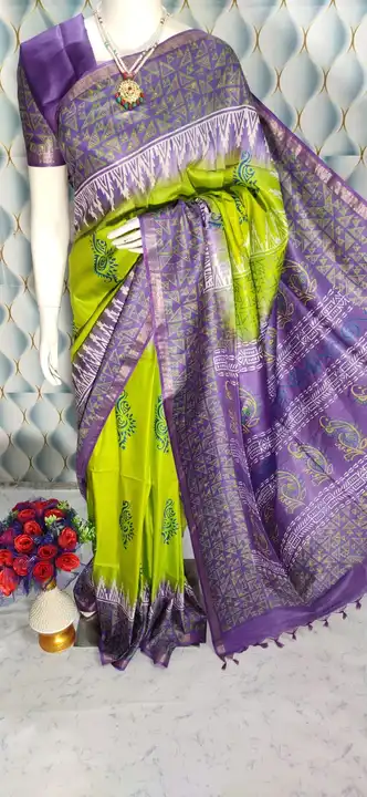 Katan silk print saree  uploaded by business on 11/3/2023