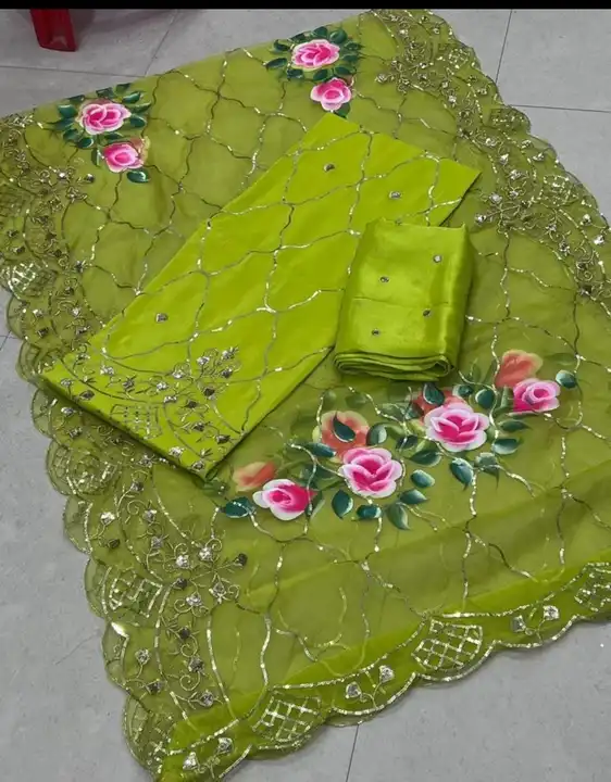 Upada silk suit with organza dupatta  uploaded by Manish sales on 11/4/2023