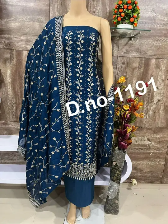 Vichitra Silk Designer Suit Material  uploaded by Zuberiya Global on 11/4/2023