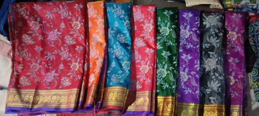 Satin silk printed saree uploaded by business on 11/6/2023