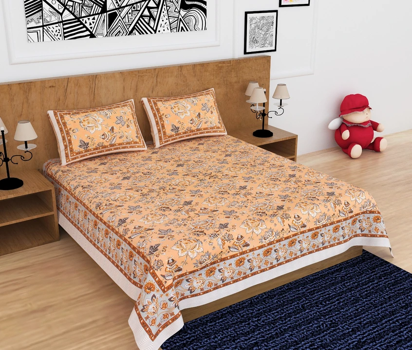 Creta 93X108 king size bedsheet manufacturer jaipuri printed  uploaded by business on 11/6/2023
