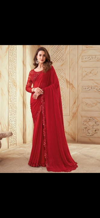 Post image I want 1 pieces of Saree at a total order value of 700. I am looking for Can Anyone Provide this Similar Red Georgette Saree please text me on whatsapp @ 9901864813. Please send me price if you have this available.