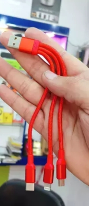 Post image I want 500 pieces of Data Cable 3 IN 1 Red Colour power Bank length 12  at a total order value of 25000. I am looking for Mujhe ye data Cable 3 IN 1 reqrment 1000 pcs. Please send me price if you have this available.