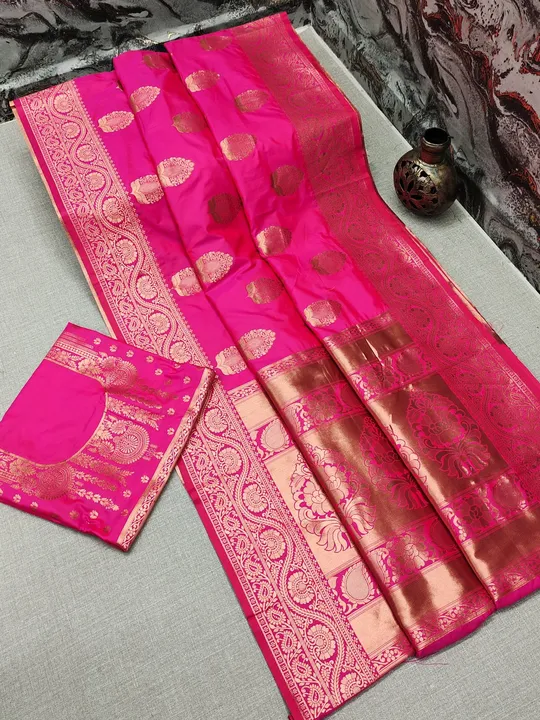 Soft silk saree with copper zari  uploaded by Suyukti Creation on 11/7/2023