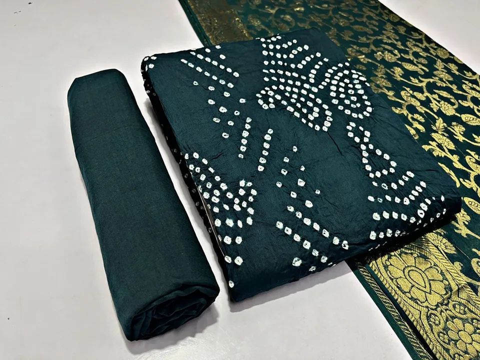 *Premium Satin Cotton Fabric With Elegent Self Concept Bandhani Top, Cotton Bottom & Heavy Banarasi  uploaded by SUKOON BOUTIQUE on 11/7/2023