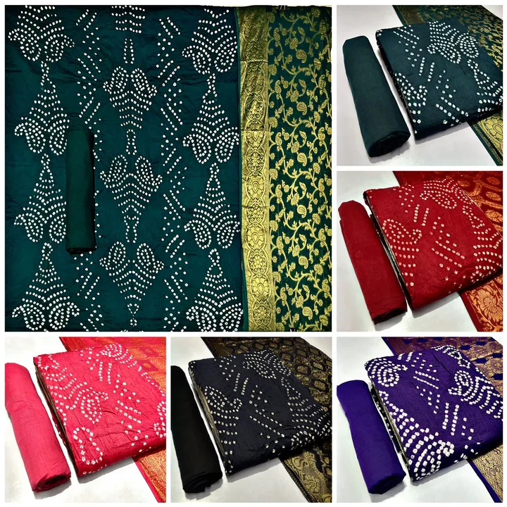 *Premium Satin Cotton Fabric With Elegent Self Concept Bandhani Top, Cotton Bottom & Heavy Banarasi  uploaded by SUKOON BOUTIQUE on 11/7/2023