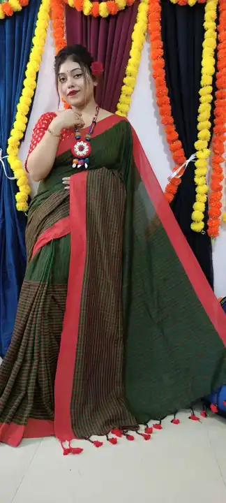Handloom chek saree  uploaded by Sujata saree cantre on 11/8/2023
