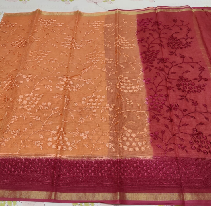 Pure kota doria embroidery saree uploaded by Saree on 11/8/2023