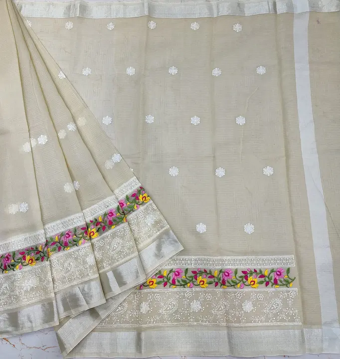 Kota doria embroidery saree  uploaded by Saree on 11/8/2023