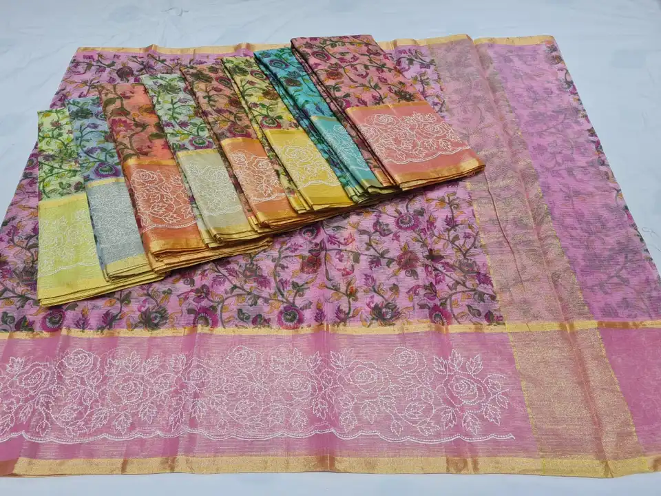 Kota doria tissu embroidery  uploaded by Saree on 11/8/2023
