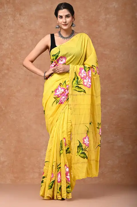 Hand print silk saree uploaded by Abhishek textile on 11/9/2023