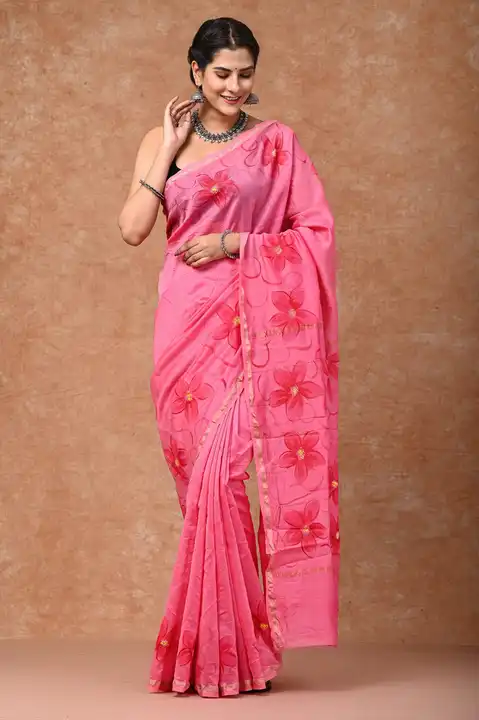 Hand print silk saree uploaded by Abhishek textile on 11/9/2023