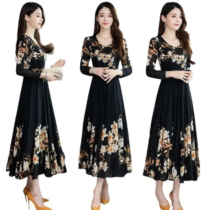 Girls long dress in crepe fabric uploaded by Kinza enterprises on 11/10/2023