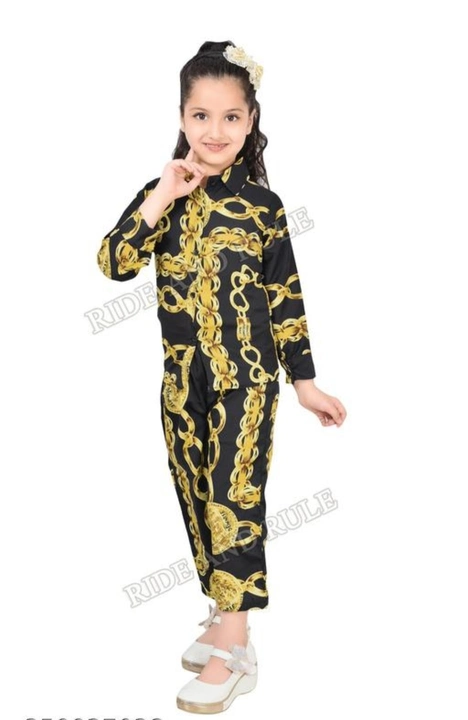 Girls cord set in crepe fabric stylish design in printed  uploaded by Kinza enterprises on 11/10/2023