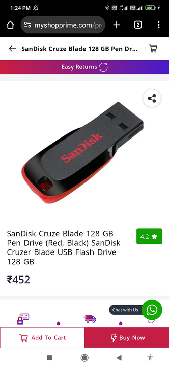 SanDisk Cruze Blade 128 Gb pendrive  uploaded by Xrax on 11/11/2023
