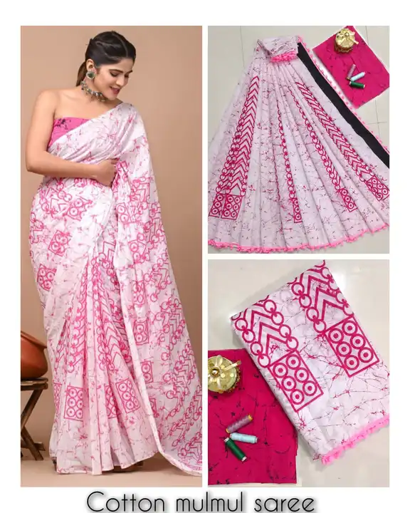 Cottan mulmul sarees uploaded by Handloom print on 11/11/2023