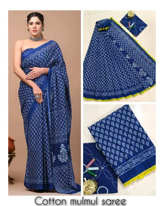 Cottan mulmul sarees uploaded by Handloom print on 11/11/2023