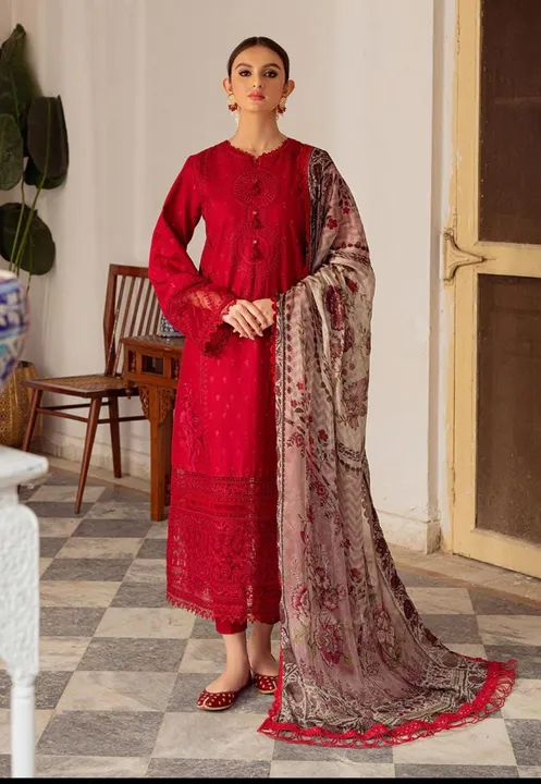 Red Colour Designer Trending Georgette Suit  uploaded by Zuberiya Global on 11/11/2023